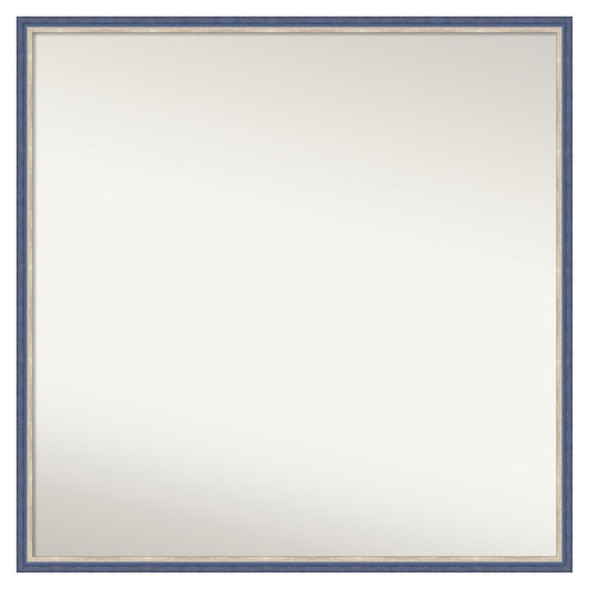 Amanti Art Theo Blue Narrow Frame 27.25-in W x 27.25-in H Square Theo Blue Narrow Framed Wall Mirror