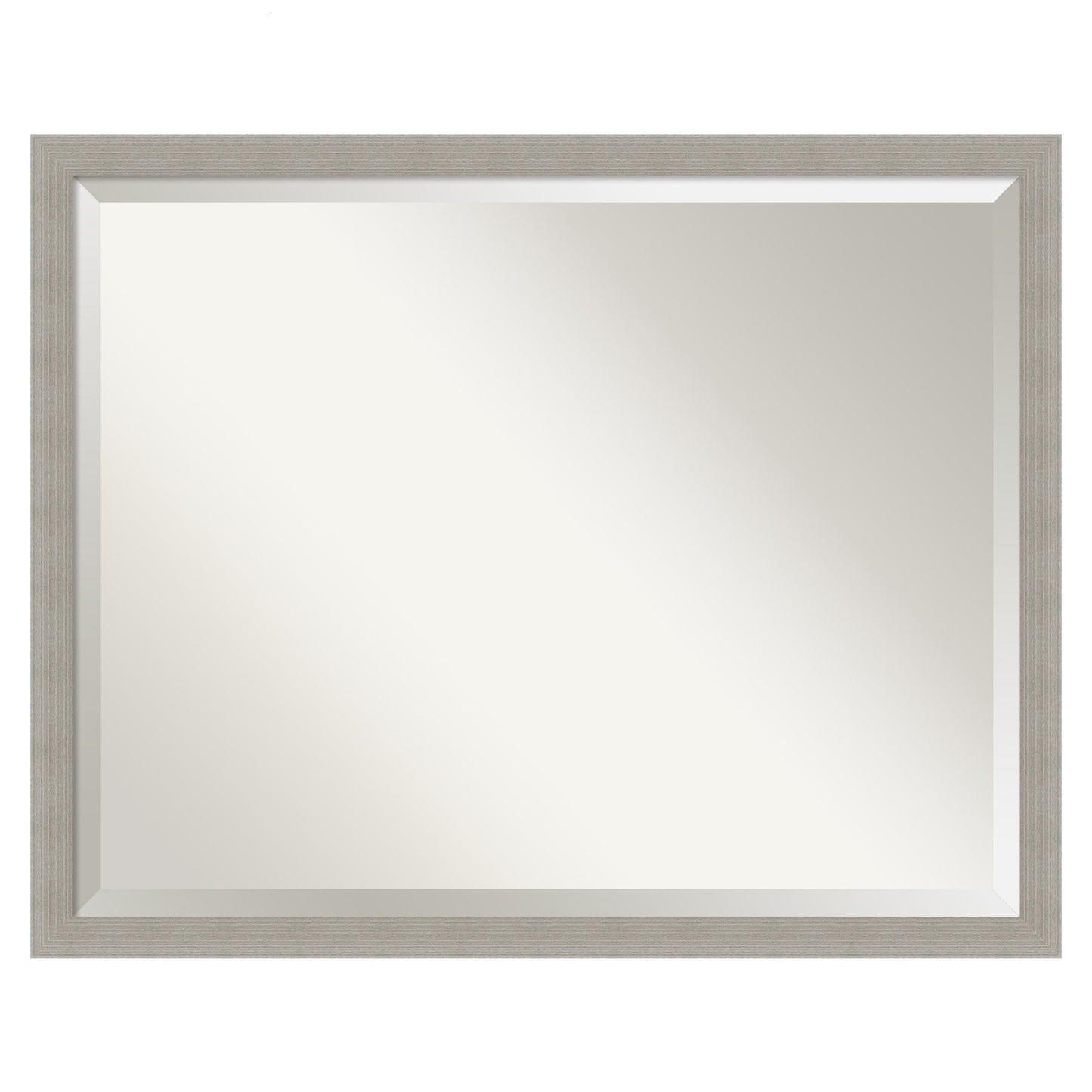 Amanti Art Woodgrain Stripe Frame 30-Inches W x 24-Inches H Rectangle Woodgrain Stripe Grey Framed Vanity Mirror