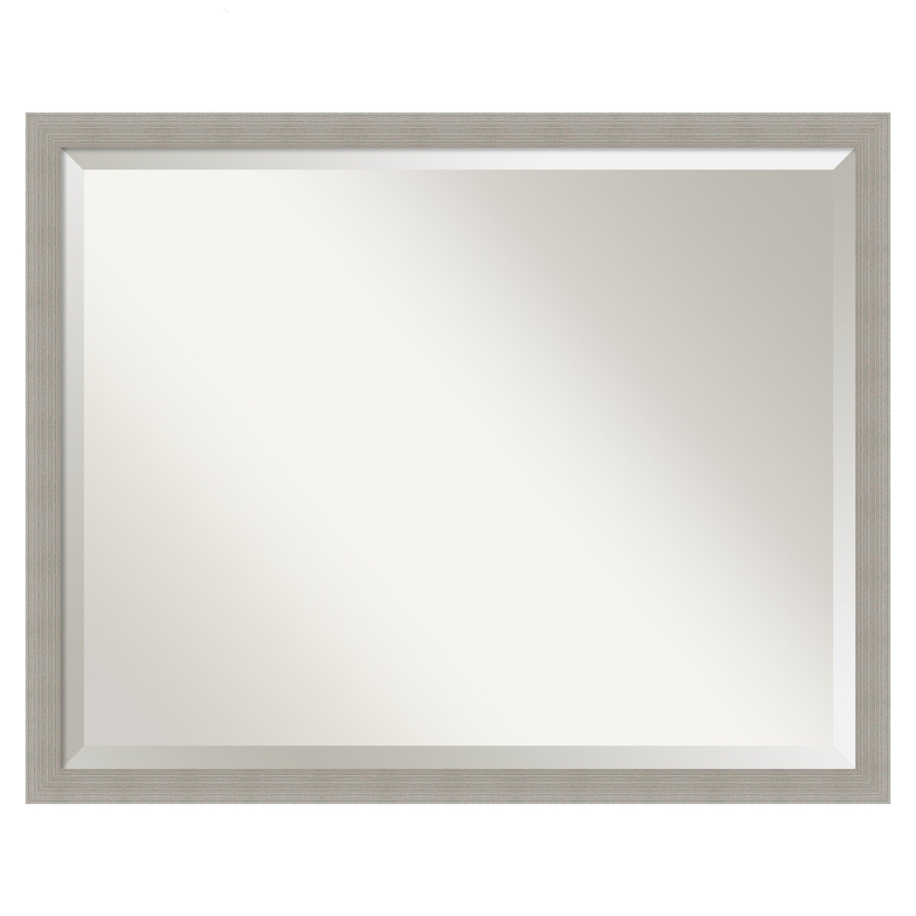 Amanti Art Woodgrain Stripe Frame 30-Inches W x 24-Inches H Rectangle Woodgrain Stripe Grey Framed Vanity Mirror