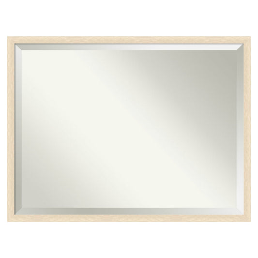 Amanti Art Woodgrain Stripe Frame 42-Inches W x 32-Inches H Rectangle Salon Scoop Silver Framed Vanity Mirror