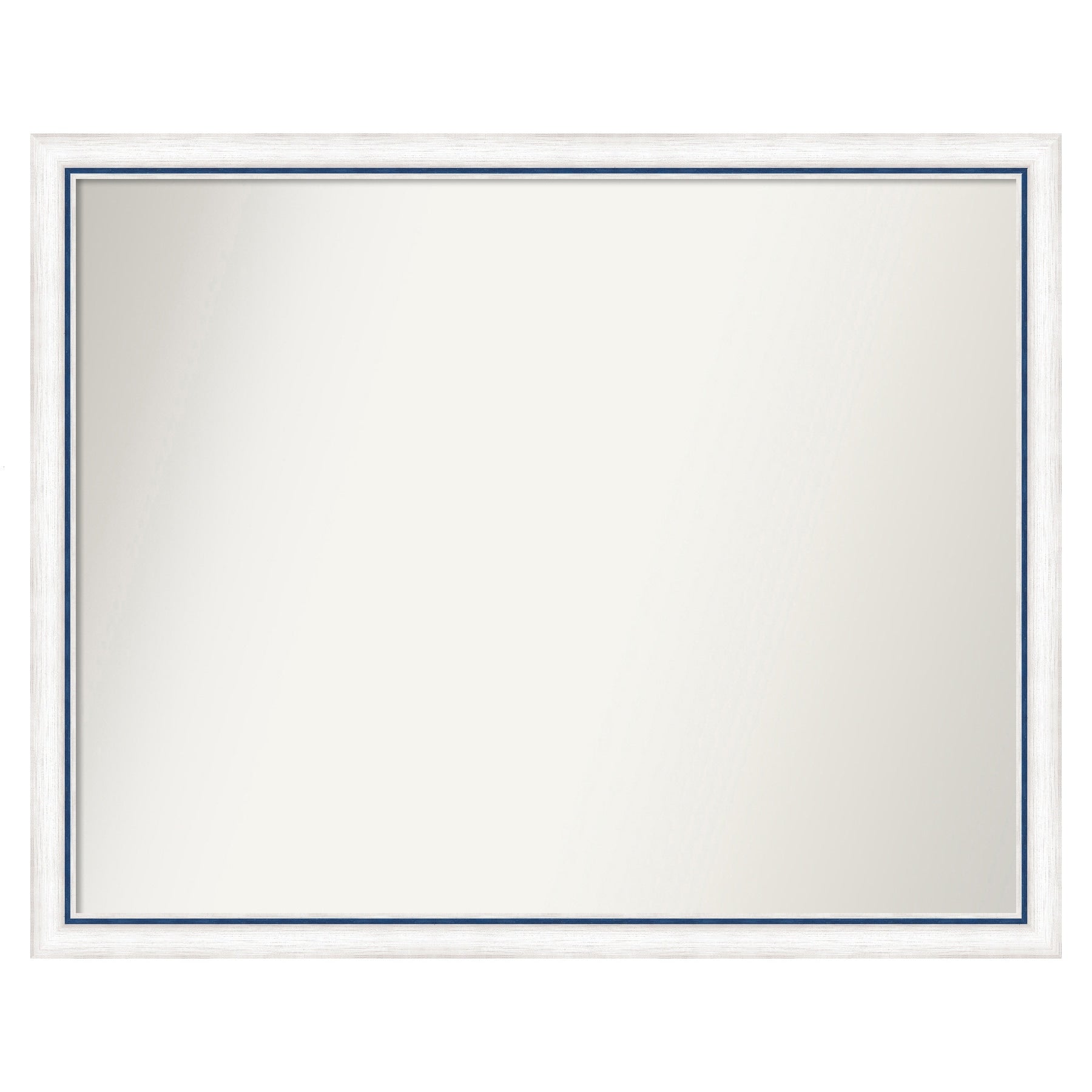 Amanti Art Morgan White Blue Frame 30.25-in W x 24.25-in H Rectangle Salon Scoop Silver Framed Wall Mirror