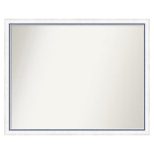 Amanti Art Morgan White Blue Frame 30.25-in W x 24.25-in H Rectangle Salon Scoop Silver Framed Wall Mirror
