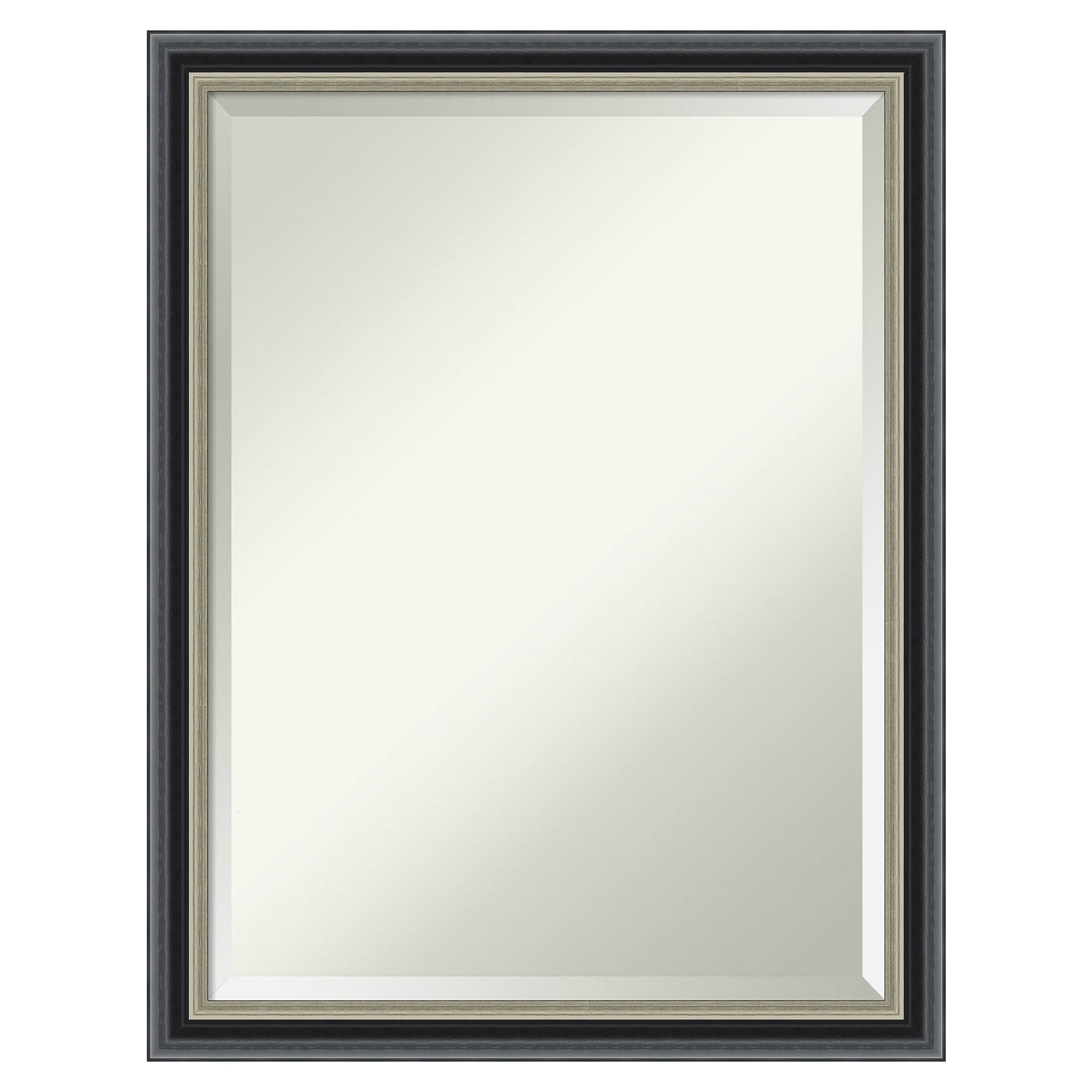 Amanti Art Theo Black Silver Frame 20.75-Inches W x 26.75-Inches H Rectangle Theo Black Silver Framed Vanity Mirror