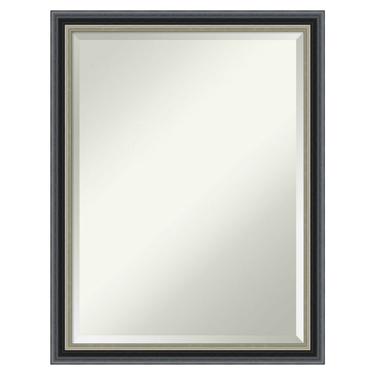 Amanti Art Theo Black Silver Frame 20.75-Inches W x 26.75-Inches H Rectangle Theo Black Silver Framed Vanity Mirror