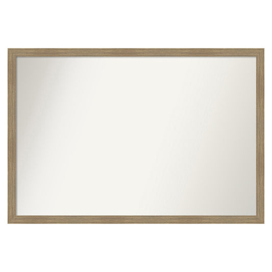Amanti Art Woodgrain Stripe Frame 38-in W x 26-in H Rectangle Woodgrain Stripe Mocha Framed Wall Mirror