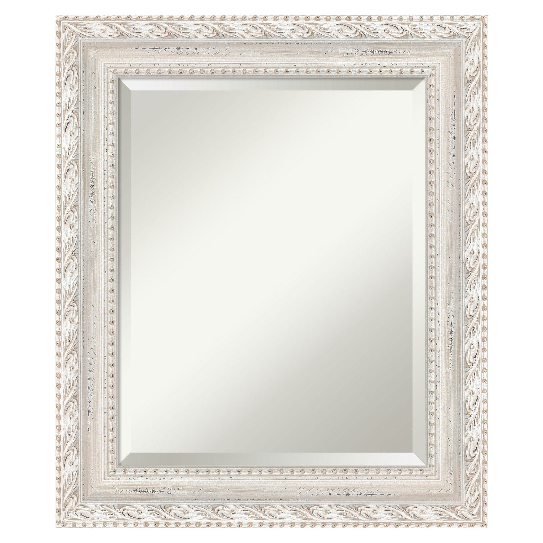 Amanti Art Opera Off White Frame 21.5-in W x 25.5-in H Rectangle Salon Scoop Silver Framed Wall Mirror