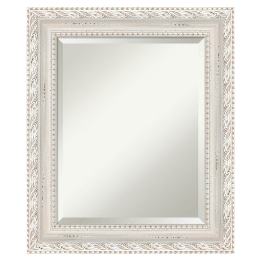 Amanti Art Opera Off White Frame 21.5-in W x 25.5-in H Rectangle Salon Scoop Silver Framed Wall Mirror