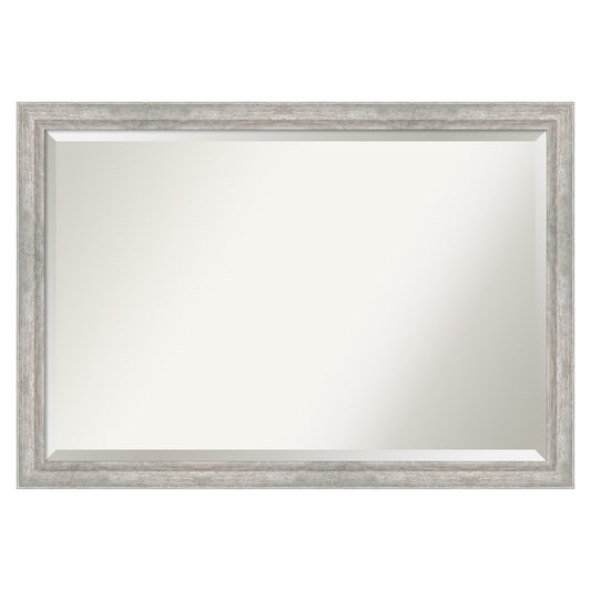 Amanti Art Angled Silver Frame 39.25-in W x 27.25-in H Rectangle Angled Silver Framed Wall Mirror
