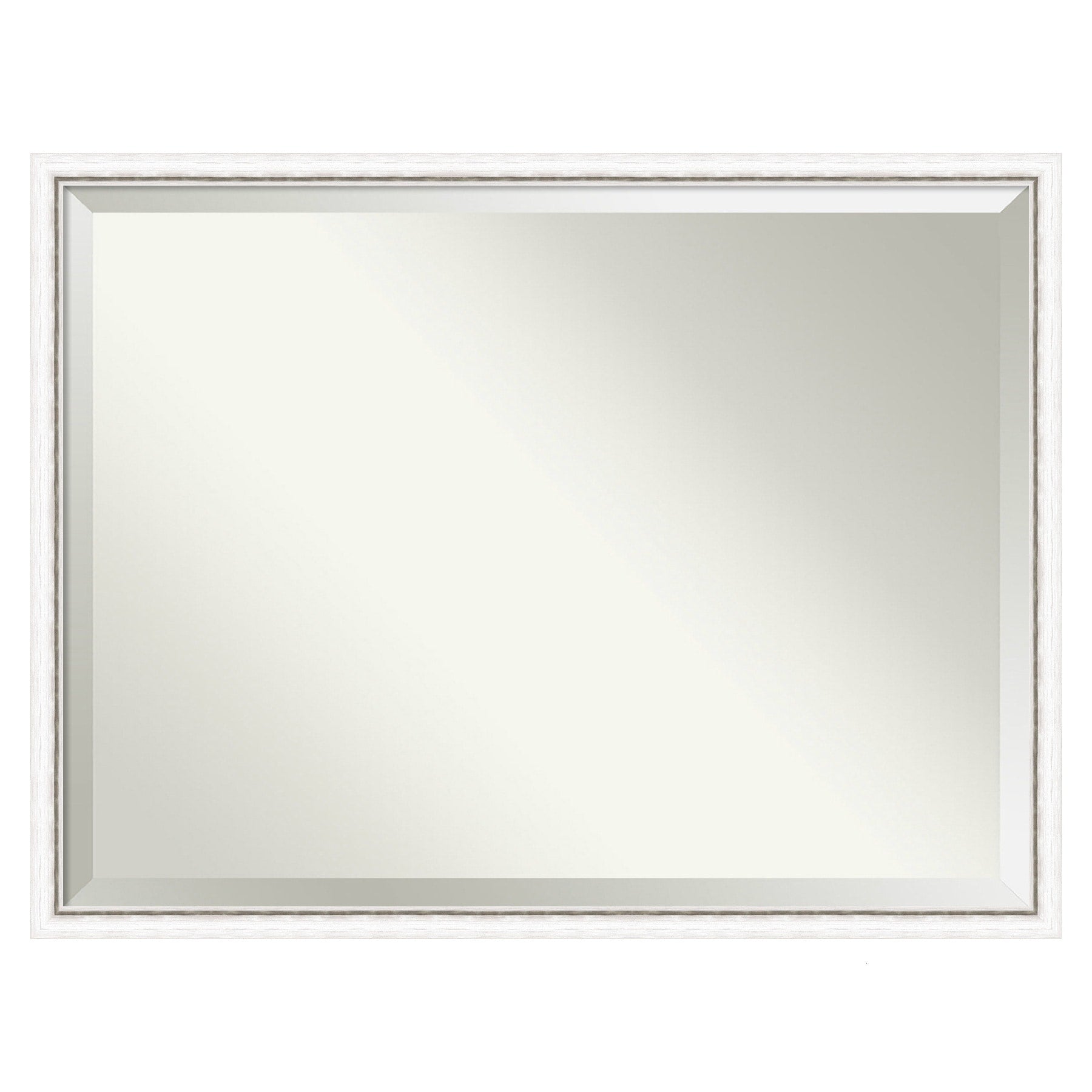 Amanti Art Morgan White Silver Frame 42.25-in W x 32.25-in H Rectangle Salon Scoop Silver Framed Wall Mirror