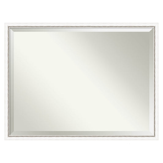 Amanti Art Morgan White Silver Frame 42.25-in W x 32.25-in H Rectangle Salon Scoop Silver Framed Wall Mirror
