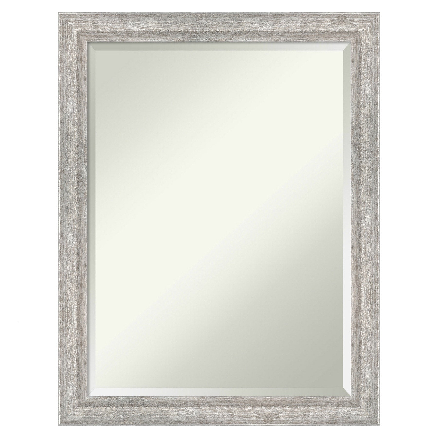 Amanti Art Angled Silver Frame 21.25-in W x 27.25-in H Rectangle Angled Silver Framed Wall Mirror
