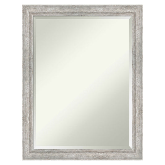 Amanti Art Angled Silver Frame 21.25-in W x 27.25-in H Rectangle Angled Silver Framed Wall Mirror