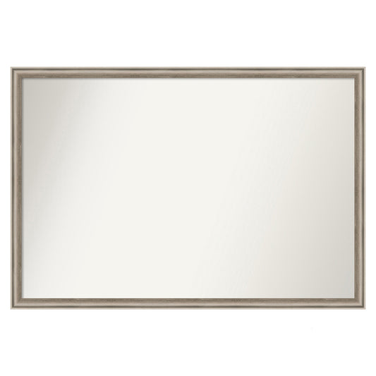 Amanti Art Salon Scoop Pewter Frame 38-in W x 26-in H Rectangle Salon Scoop Pewter Framed Wall Mirror