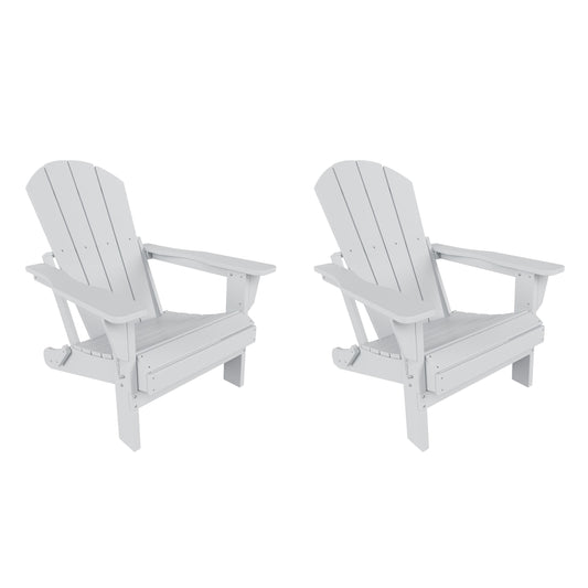 Westin Furniture Laguna Set of 2 White HDPE Frame Stationary Adirondack Chair with Slat Seat