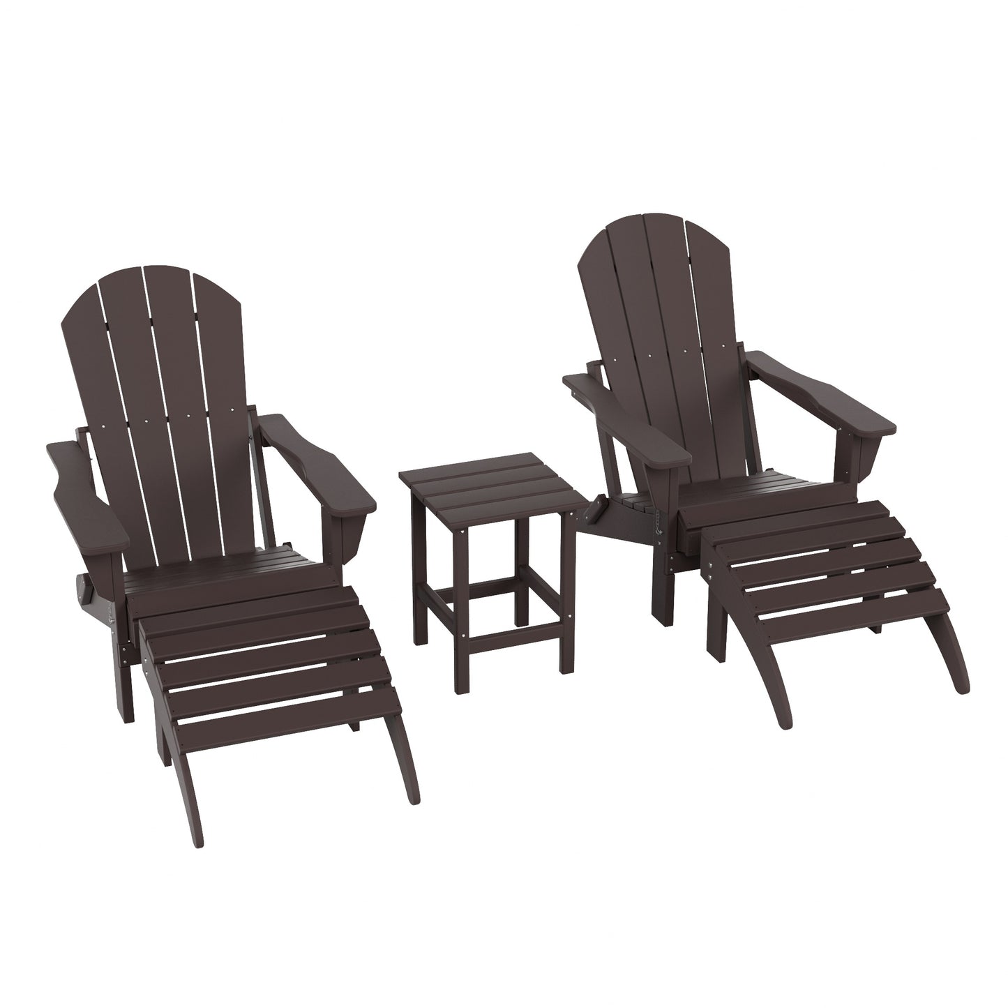 Westin Furniture Laguna Set of 2 Dark Brown HDPE Frame Stationary Adirondack Chair with Slat Seat