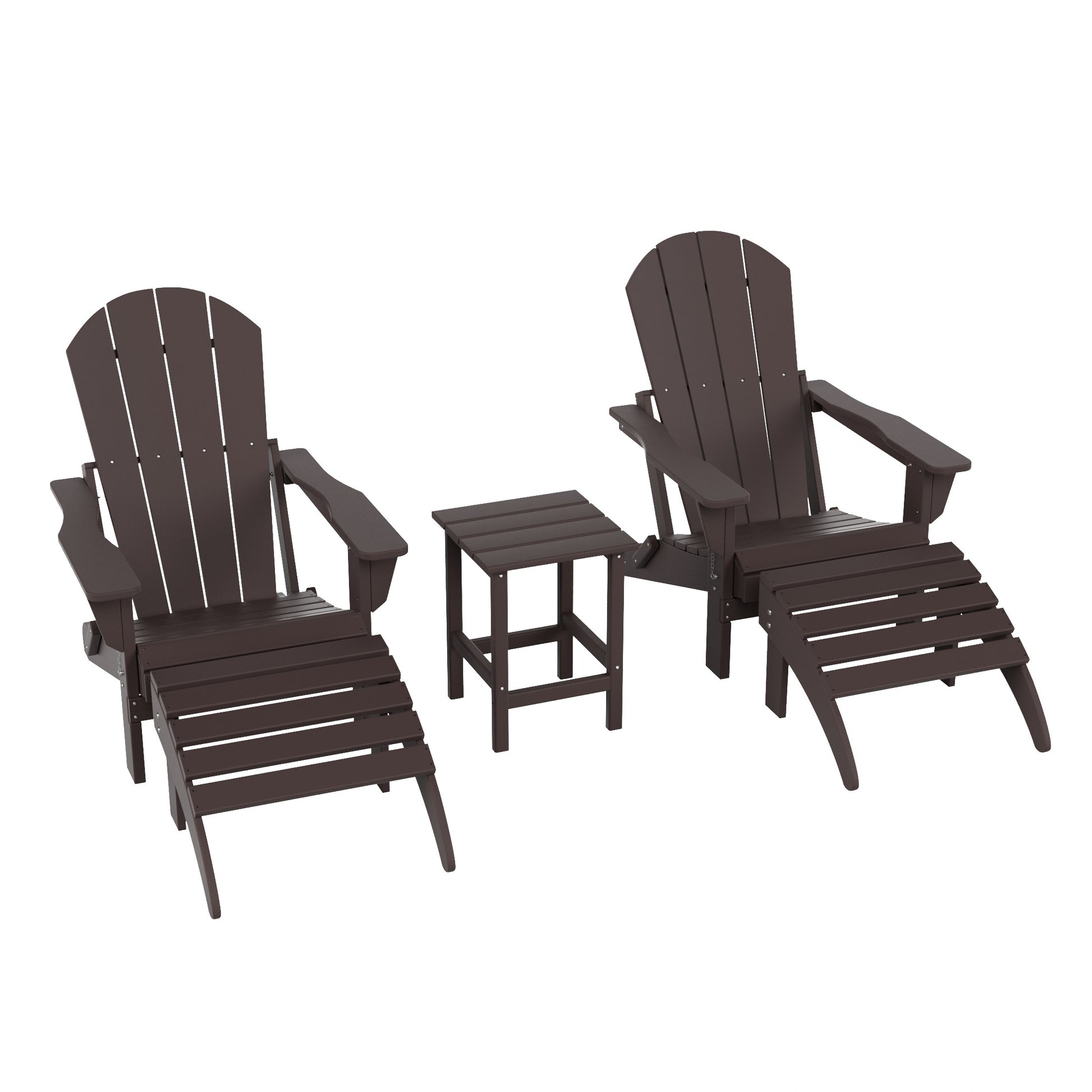 Westin Furniture Laguna Set of 2 Dark Brown HDPE Frame Stationary Adirondack Chair with Slat Seat