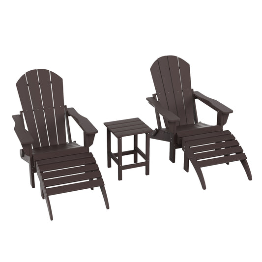Westin Furniture Laguna Set of 2 Dark Brown HDPE Frame Stationary Adirondack Chair with Slat Seat