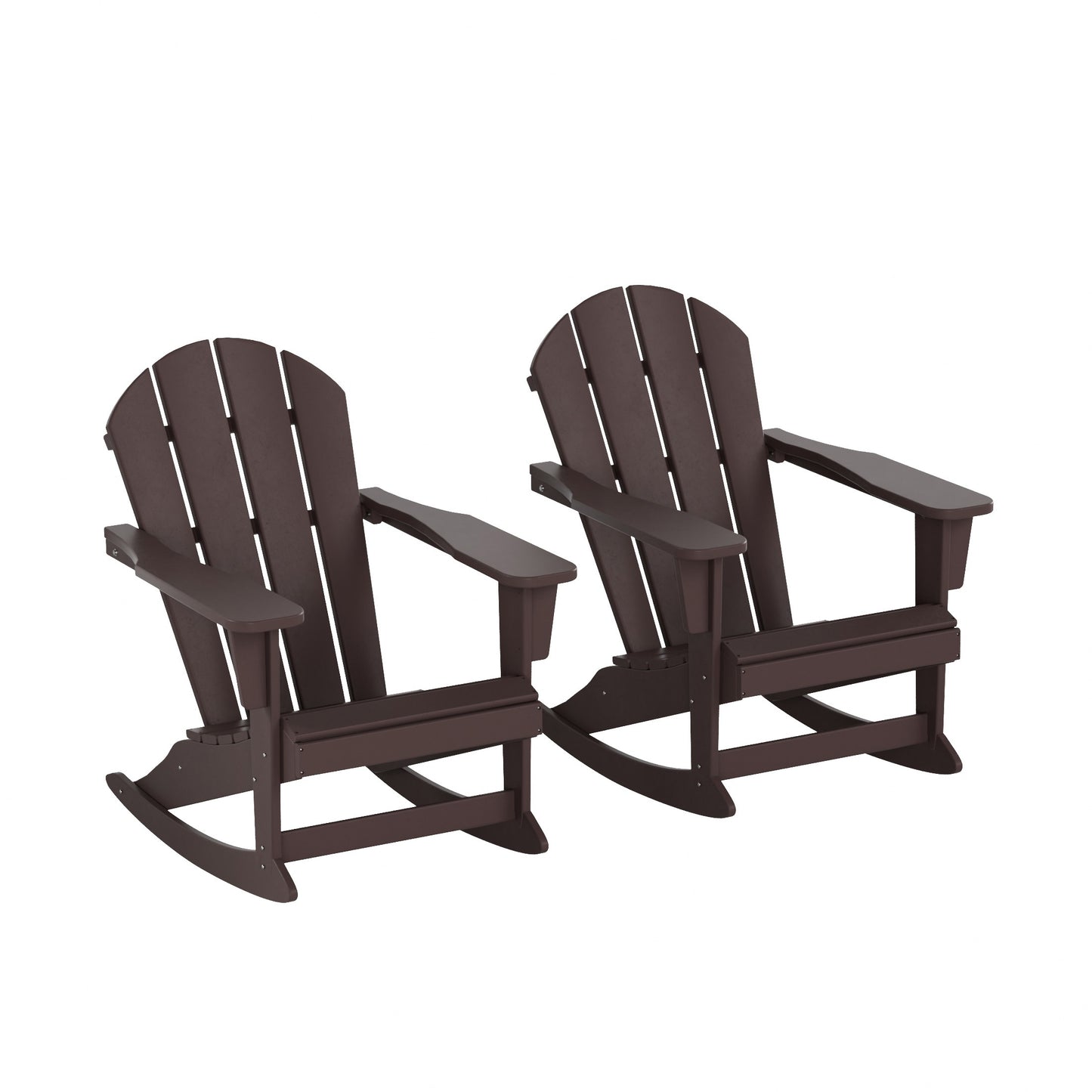 Westin Furniture Laguna Set of 2 Dark Brown HDPE Frame Rocking Chair with Slat Seat