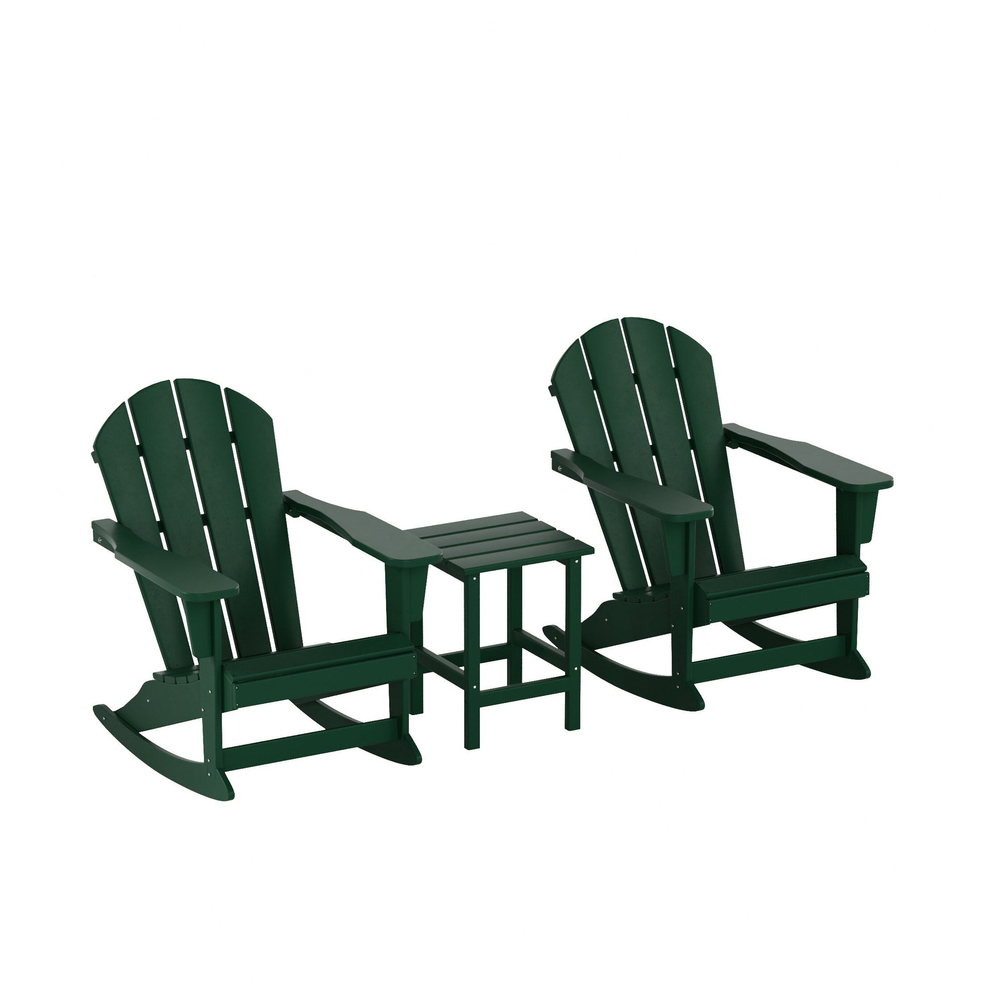 Westin Furniture Laguna Set of 2 Dark Green HDPE Frame Rocking Chair with Slat Seat