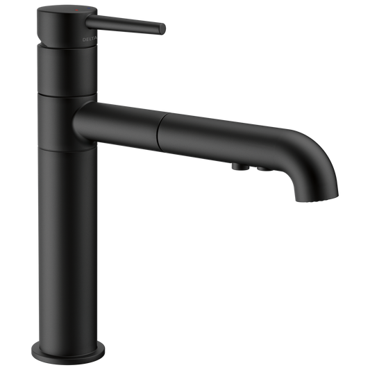 Delta Trinsic Matte Black Single Handle Deck-mount Pull-out Kitchen Faucet with Sprayer
