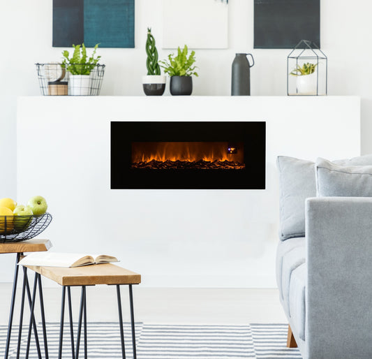 Hastings Home 50-in W Black Fan-forced Electric Fireplace 139643QTM