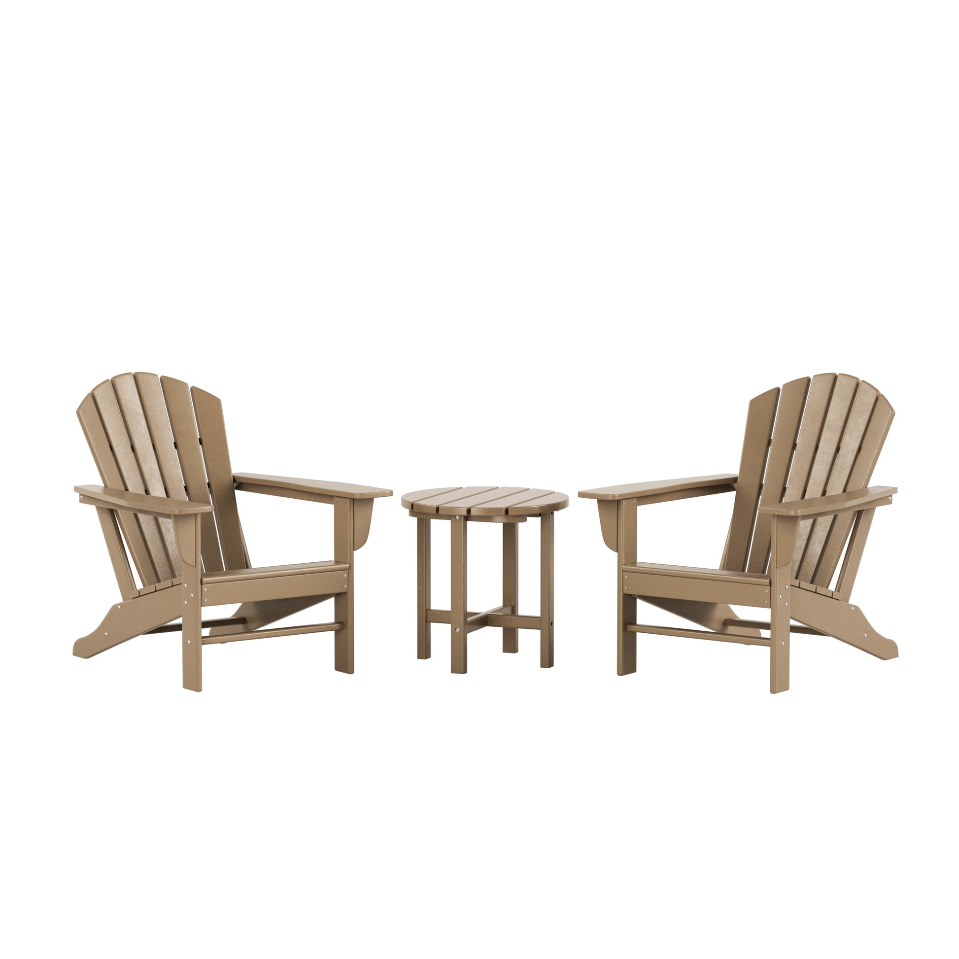 Westin Furniture Altura Set of 2 Weathered Wood HDPE Frame Stationary Adirondack Chair with Slat Seat