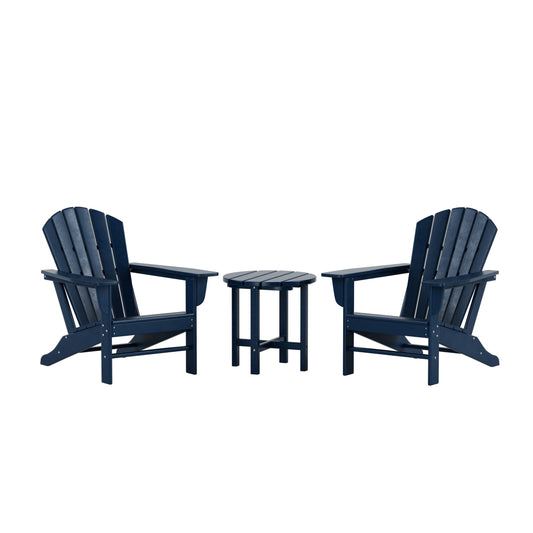Westin Furniture Altura Set of 2 Navy Blue HDPE Frame Stationary Adirondack Chair with Slat Seat