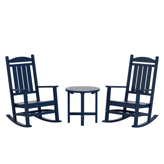 Westin Furniture Laguna Set of 2 Navy Blue HDPE Frame Rocking Chair with Slat Seat