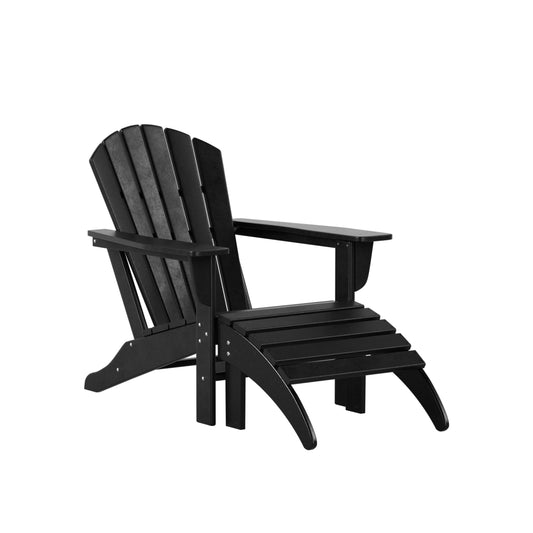 Westin Furniture Altura Black HDPE Frame Stationary Adirondack Chair with Slat Seat