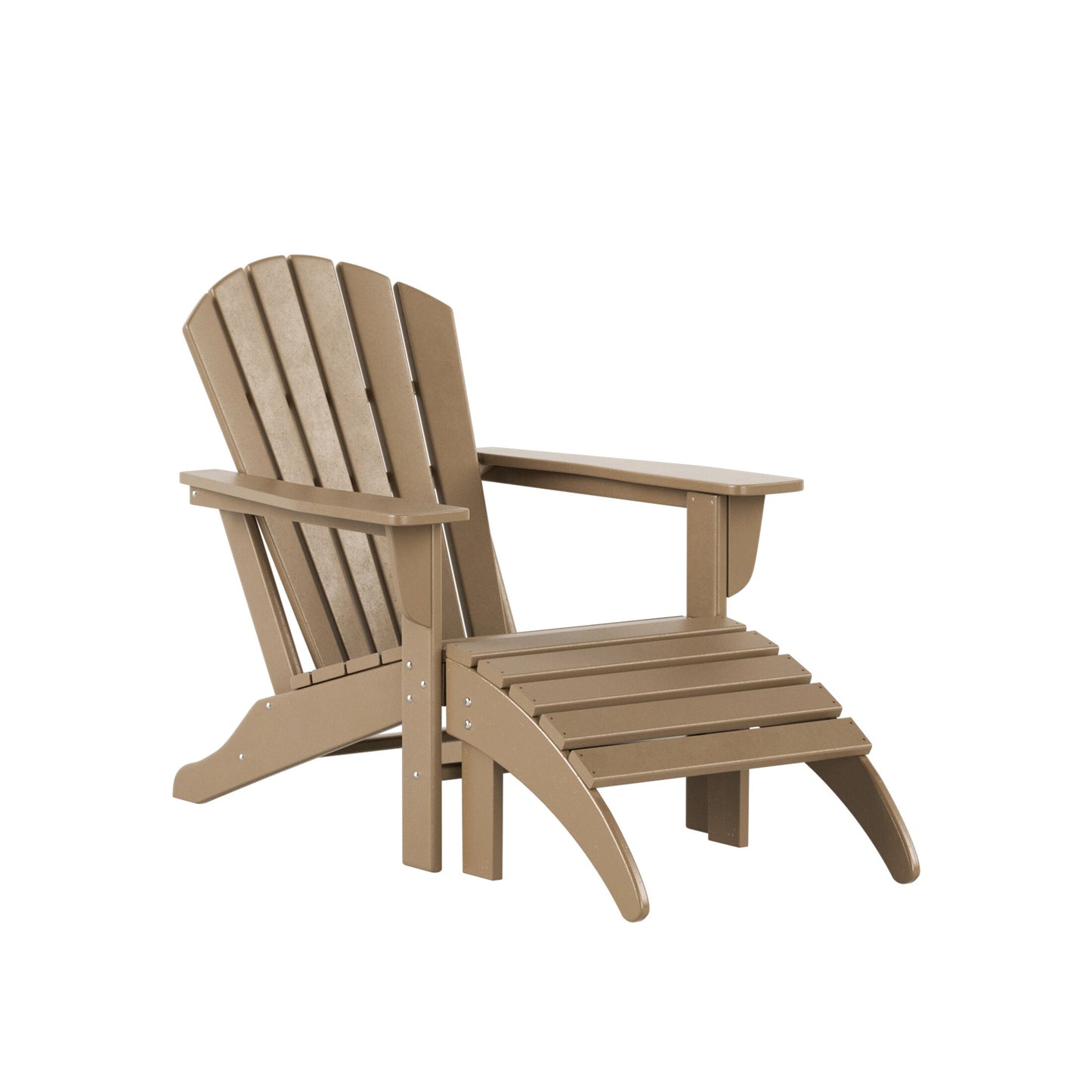 Westin Furniture Altura Weathered Wood HDPE Frame Stationary Adirondack Chair with Slat Seat
