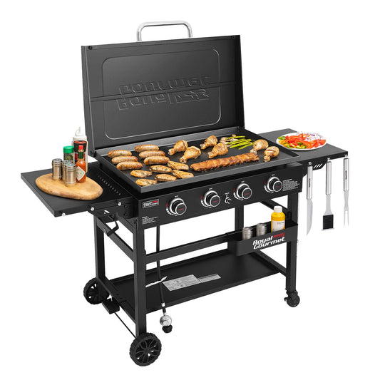 Royal Gourmet 35'' Griddle with Hood 4 -Burner Liquid propane Flat Top Grill