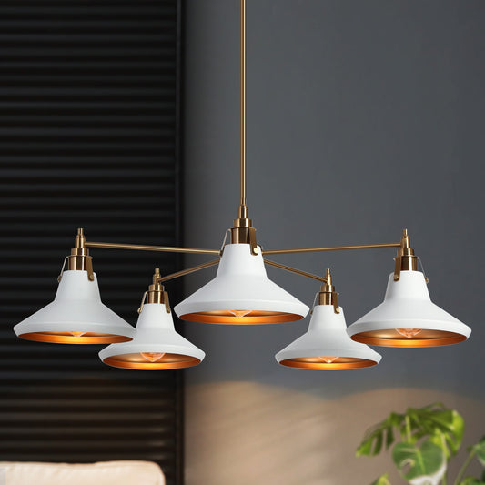 ZEVNI Albluc 5 -Light Matte White Indoor Metal Chandelier