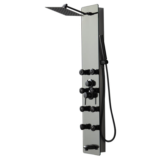 BWE Onyx SPA All-in-One Black and Nickel 20-in Dual Head Shower Tower System with 4-way Diverter ( Ceramic Disc Valve Included )
