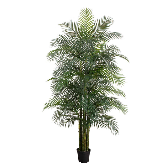 Nearly Natural 108-in Green Indoor/Outdoor Floor Areca Artificial tree
