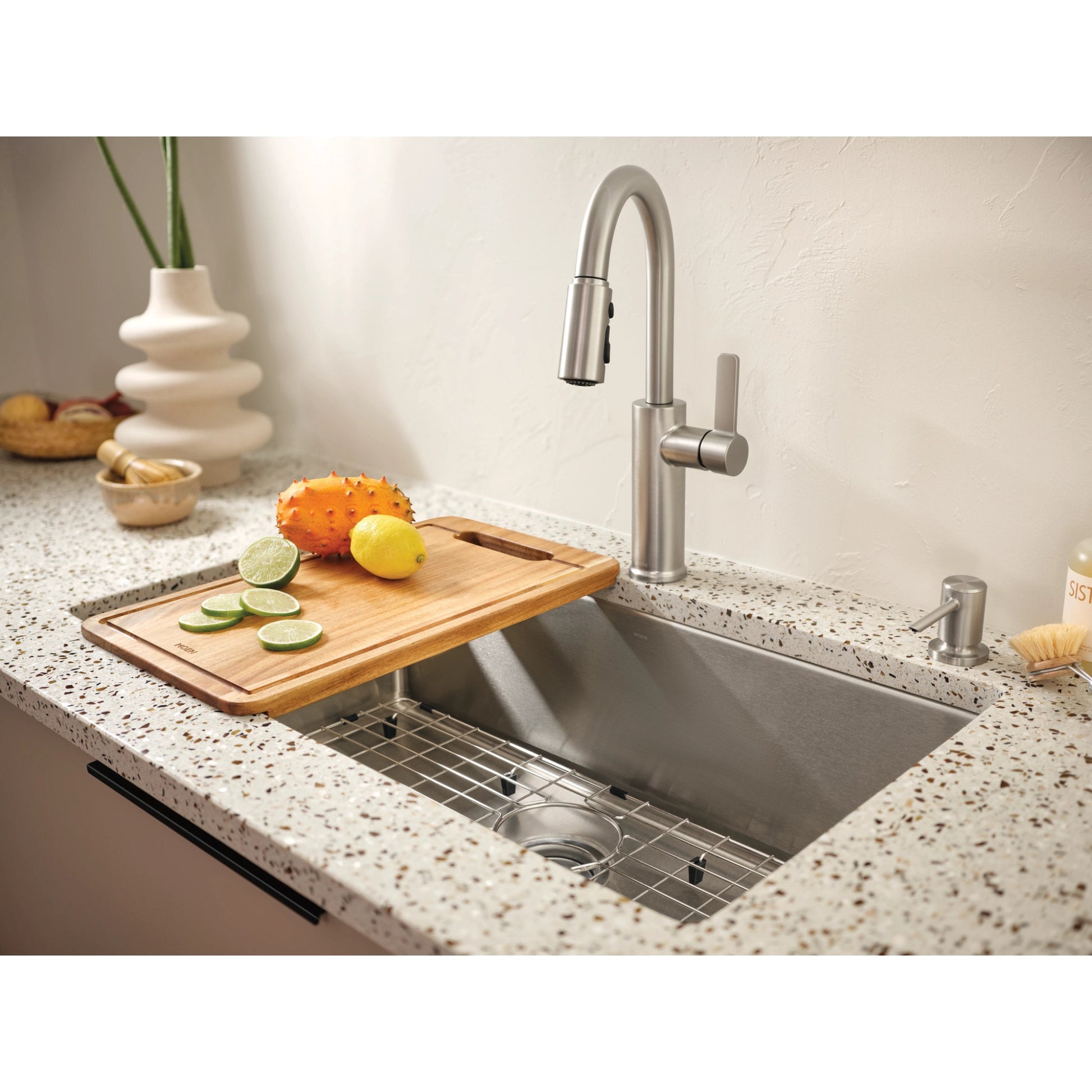 Moen Islet Drop-in or undermount 33-in x 22-in Stainless steel Single bowl 18 -Gauge Workstation Kitchen Sink