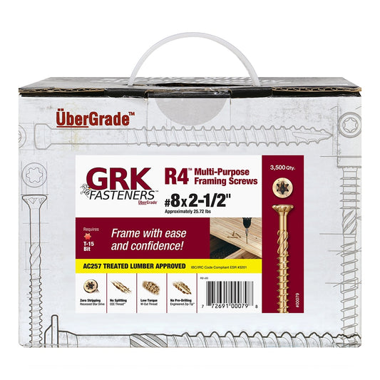 GRK Fasteners R4 #8 x 2-1/2-in Polymer Exterior Wood screws ( 3500 -Per Box )