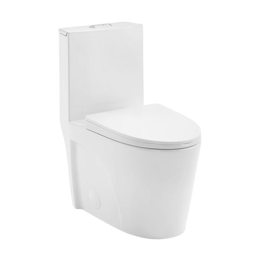 Swiss Madison Angers Glossy White Elongated Standard height 14-in Rough-In 1.6 GPF Dual Flush Smart Compatible Soft Close 1-piece Toilet