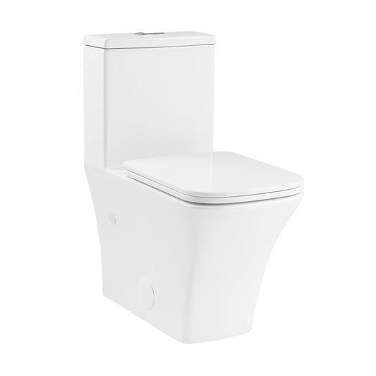 Swiss Madison Azul Glossy White Square Standard height 12-in Rough-In 1.28 GPF Dual Flush Smart Compatible Soft Close 1-piece Toilet
