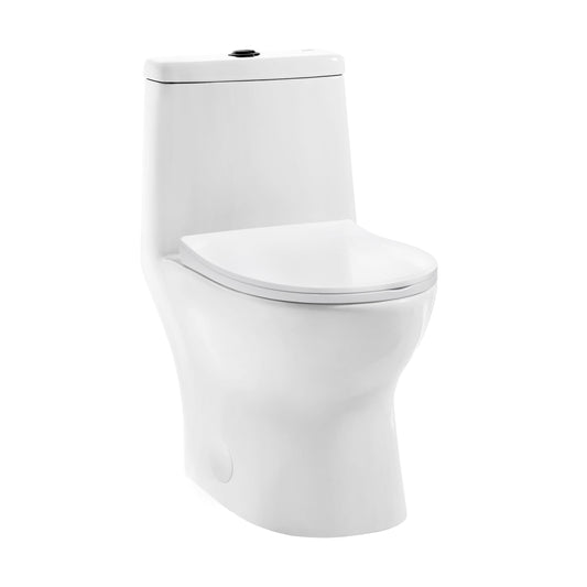 Swiss Madison Dieppe Glossy White Elongated Standard height 12-in Rough-In 1.6 GPF Dual Flush Smart Compatible Soft Close 1-piece Toilet