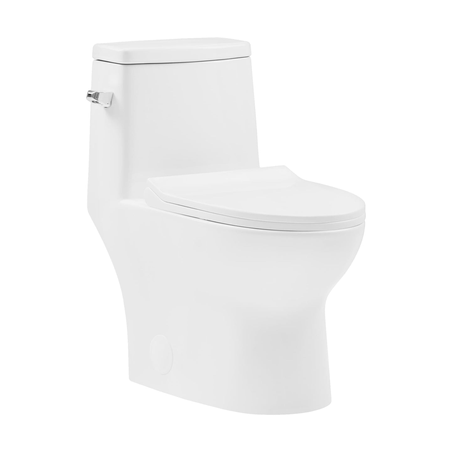 Swiss Madison Dieppe Glossy White Elongated Standard height 10-in Rough-In 1.28 GPF Smart Compatible Soft Close 1-piece Toilet