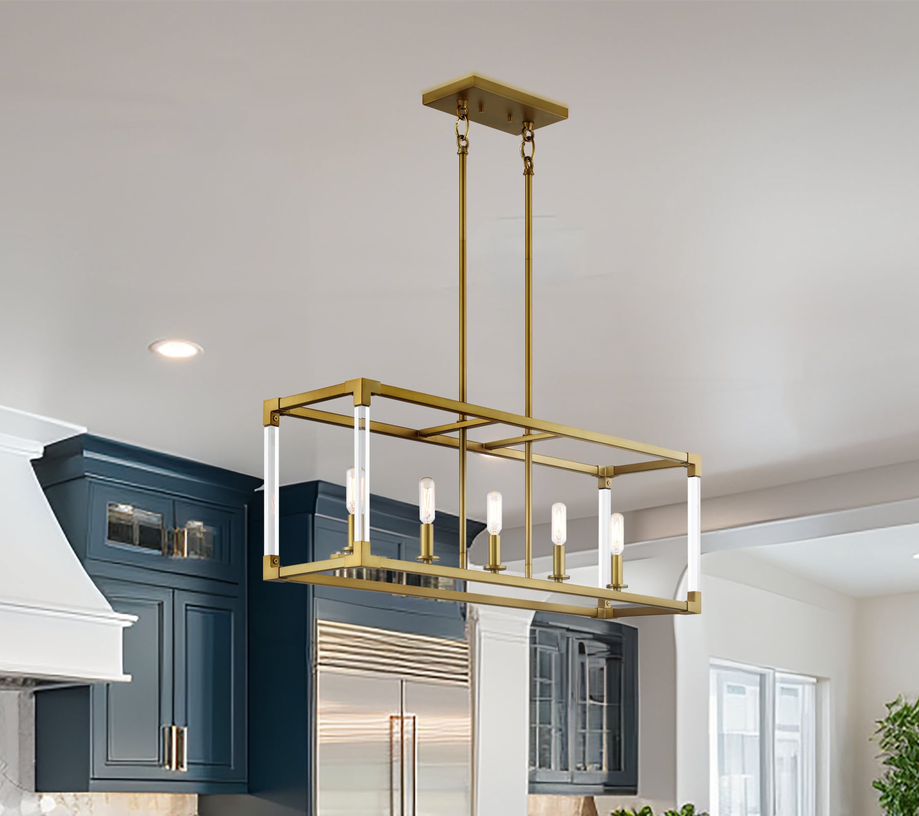 Minka Lavery Oro District 5 -Light Polished Brass Indoor Bare bulb Metal Chandelier