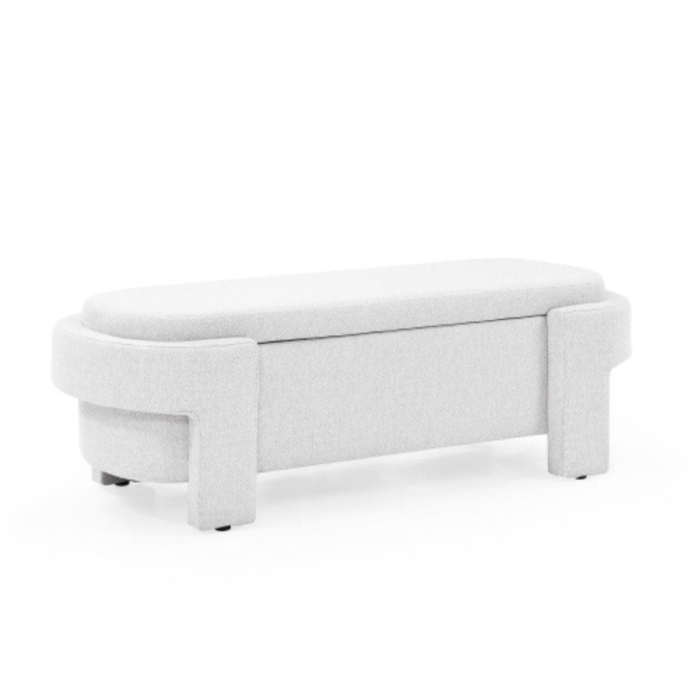LIVIZA Modern White Oval Ottoman