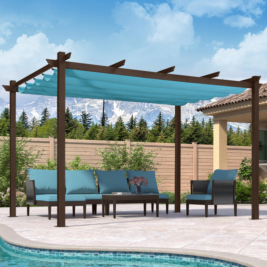 PURPLE LEAF Pergola 10-ft W x 13-ft L x 8-ft H Turquoise Blue Metal Freestanding Pergola with Canopy