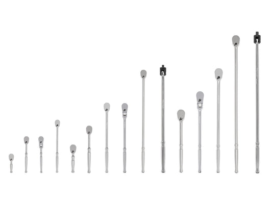 TEKTON 1/4, 3/8, 1/2 Inch Drive Ratchet and Breaker Bar Set (15-Piece) SDR99901