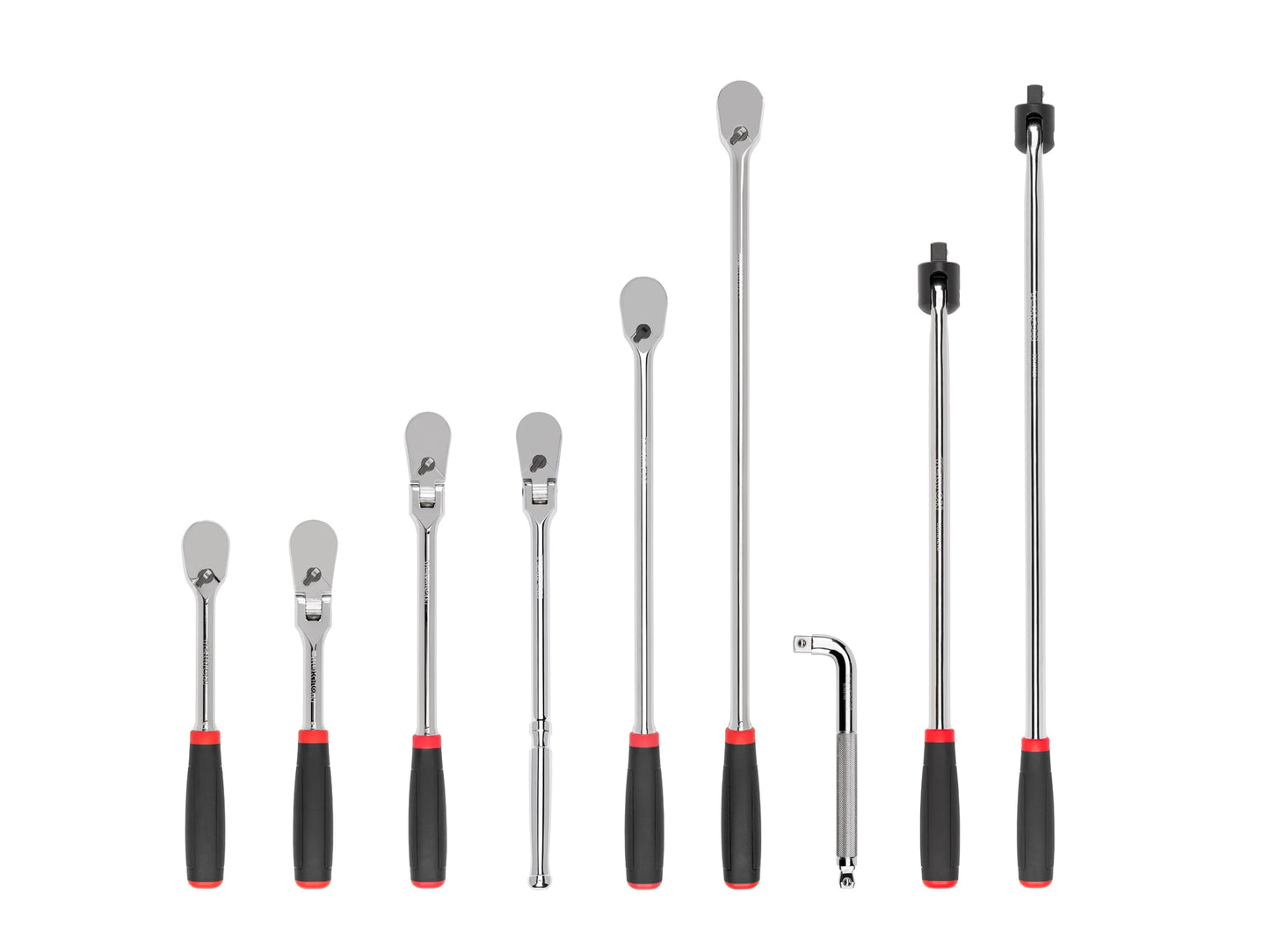 TEKTON 1/2 Inch Drive Comfort Grip Ratchet, L-Handle, and Breaker Bar Set (9-Piece) SDR99204