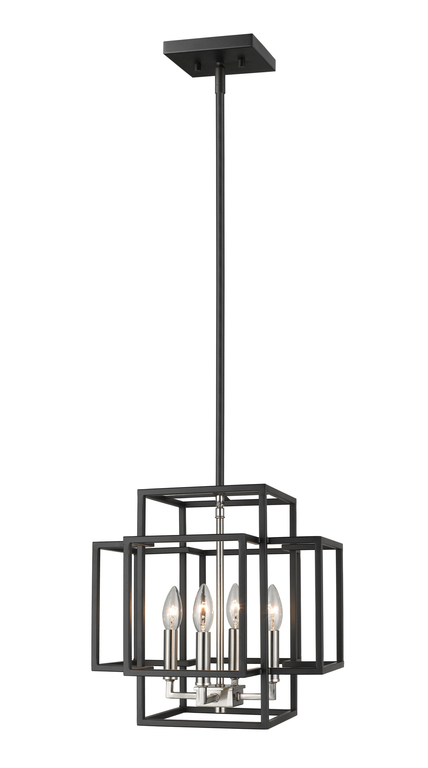 Z-Lite Titania 4 -Light Black + Brushed Nickel Modern/contemporary Geometric Medium Indoor Hanging Pendant Light