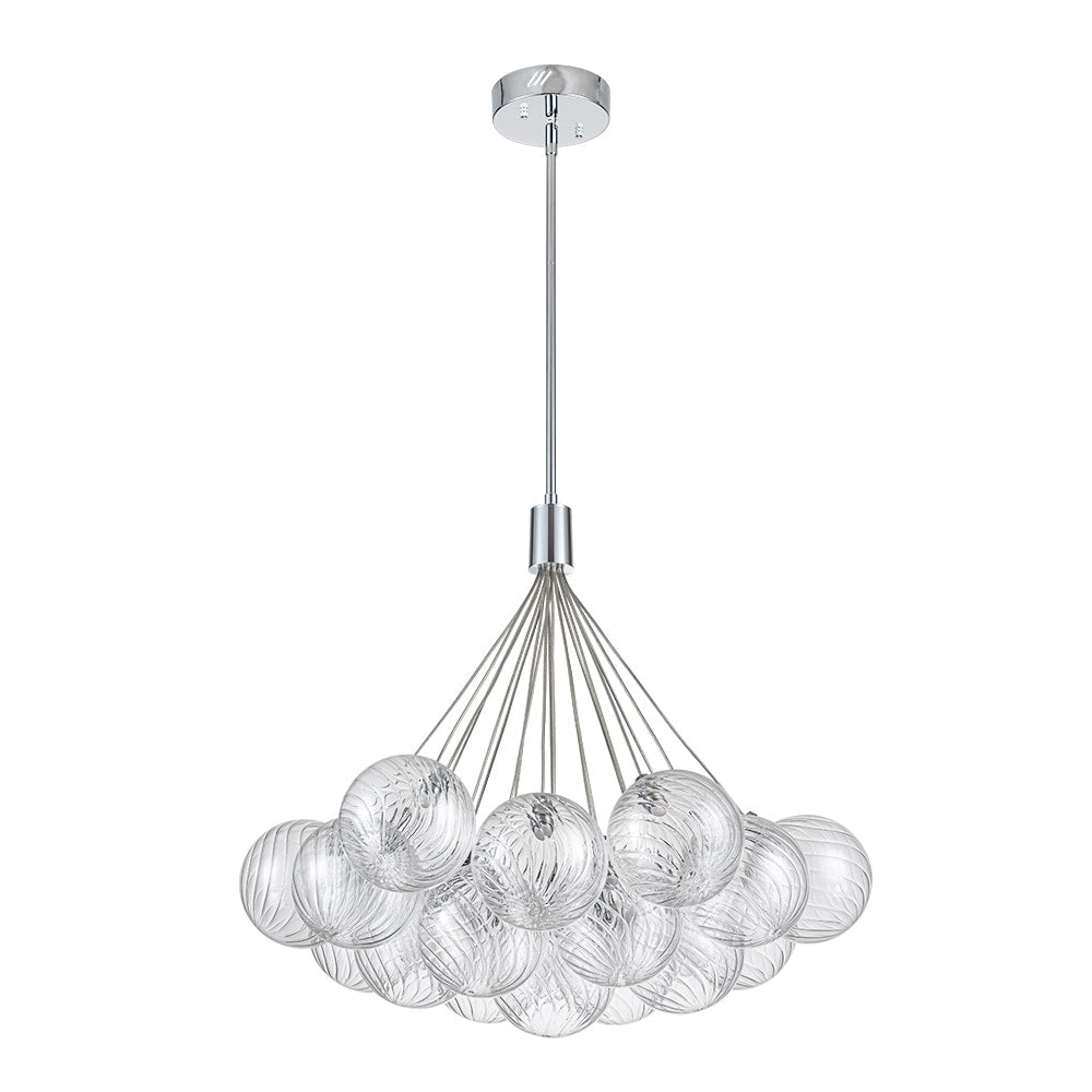 Zicbol 19 -Light Polished Chrome Indoor Crystal Clear glass Glass Metal Chandelier