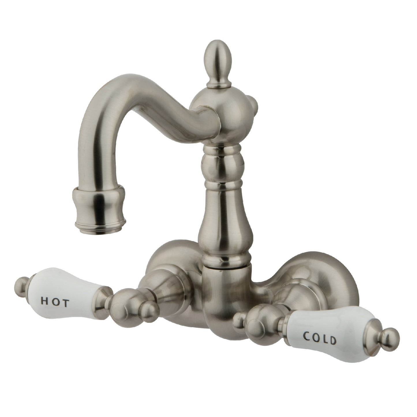 Kingston Brass Vintage Brushed nickel 2-handle Wall-mount High-arc Bathtub Faucet ( Valve Included )