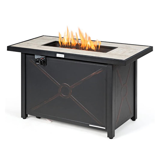 GZMR 42 Inch 60000 BTU Propane Fire Pit Table 42-in W 60000 Maximum BTUs Steel Rectangle Portable Liquid propane Fire pit