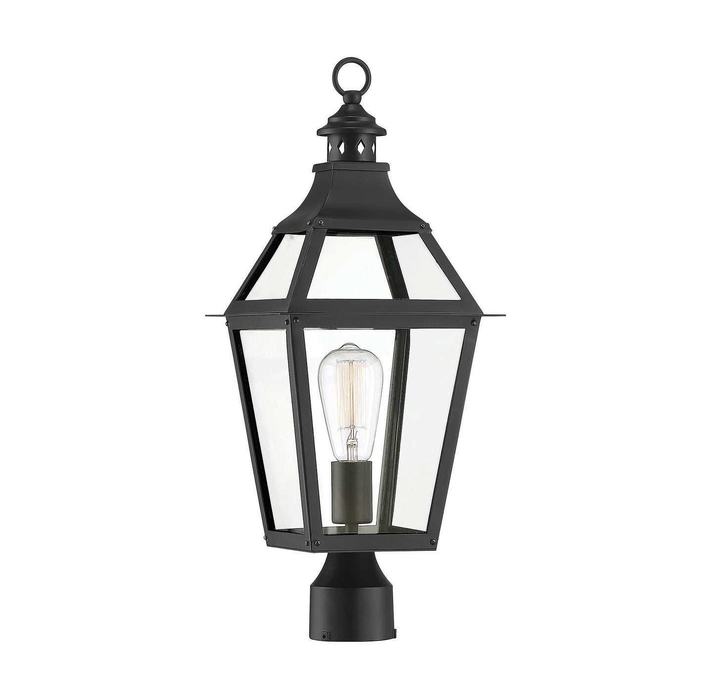 Savoy House Jackson 22.75-in Black with Gold Highlights Rustic Outdoor Light post lantern